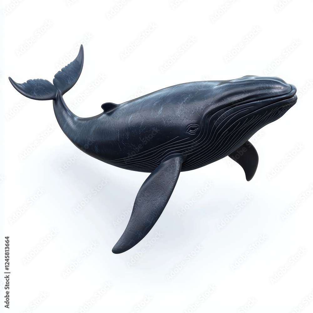 Fototapeta premium giant whale swimming in deep blue water, isolated on white