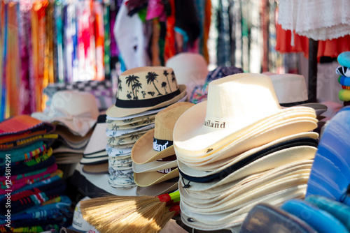 Hats in Phuket, Thailand. Market photo