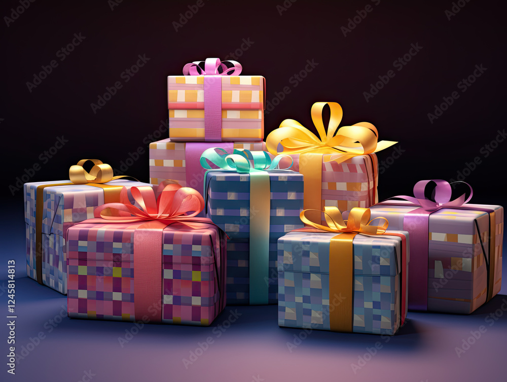 Fototapeta premium A Colorful Collection of Wrapped Gifts
