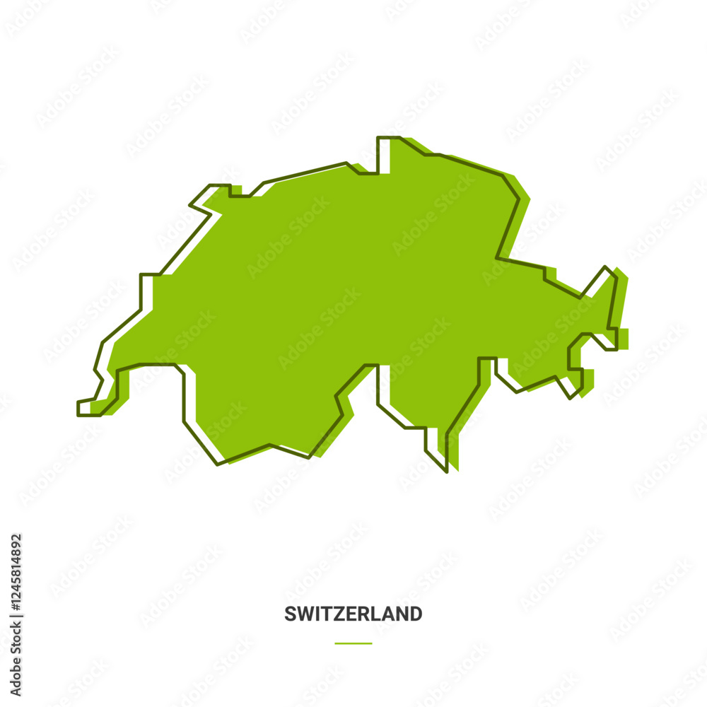 Switzerland Outline Map with Green Colour. Modern Simple Line Cartoon Design - EPS 10 Vector Switzerland Outline Map with Green Colour. Modern Simple Line Cartoon Design - EPS 10 Vector