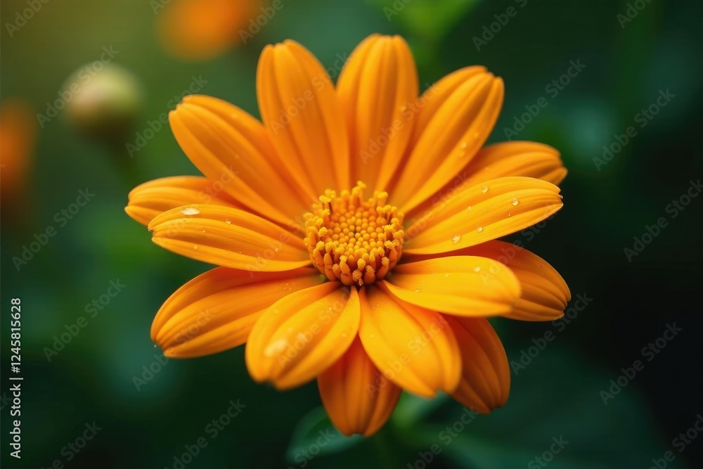 Orange flower with droplets of water on petals, color, flower Orange flower with droplets of water on petals, color, flower