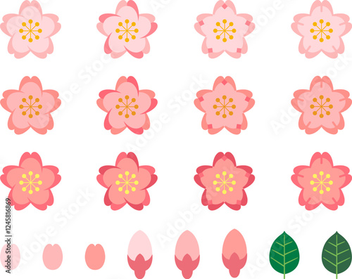 カラフルな桜の花のセットその4