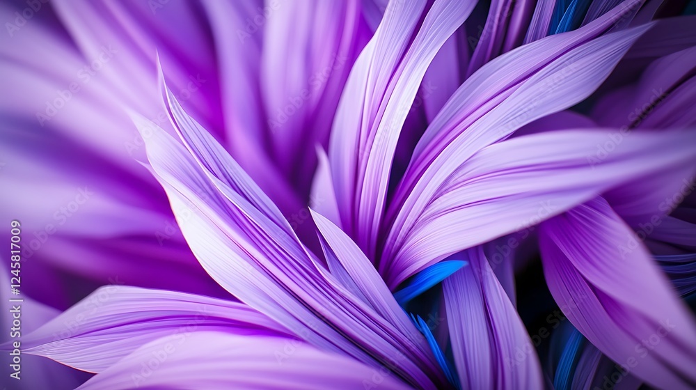 Vibrant close-up of purple and blue abstract leaves intertwining, creating a dynamic visual effect Vibrant close-up of purple and blue abstract leaves intertwining, creating a dynamic visual effect
