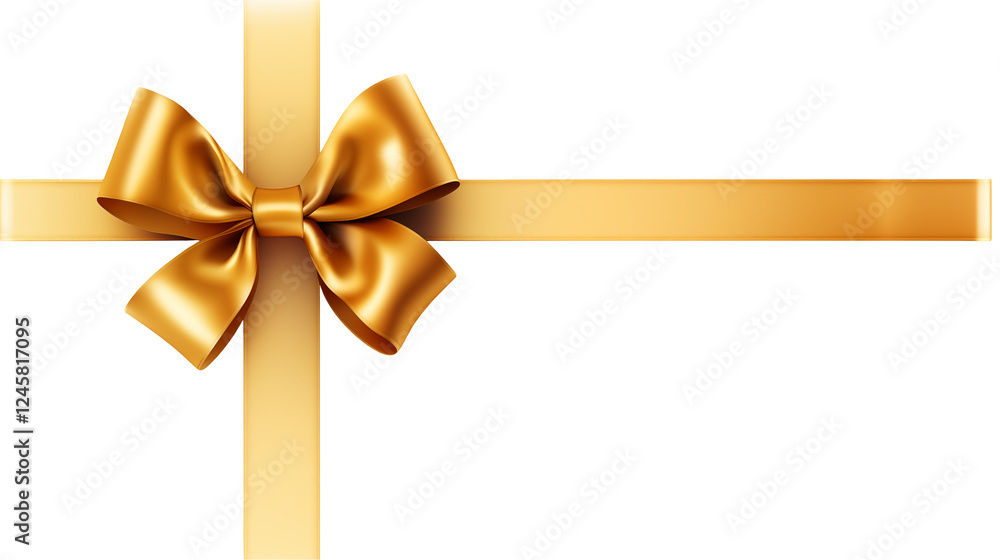 Luxurious Golden Bow and Ribbon for Presentations in Festive Celebrations and Gifts Decoration Luxurious Golden Bow and Ribbon for Presentations in Festive Celebrations and Gifts Decoration