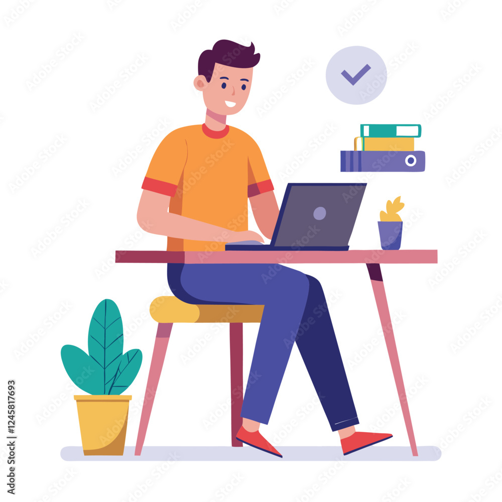 a man is sitting on the table with his laptop a man is sitting on the table with his laptop