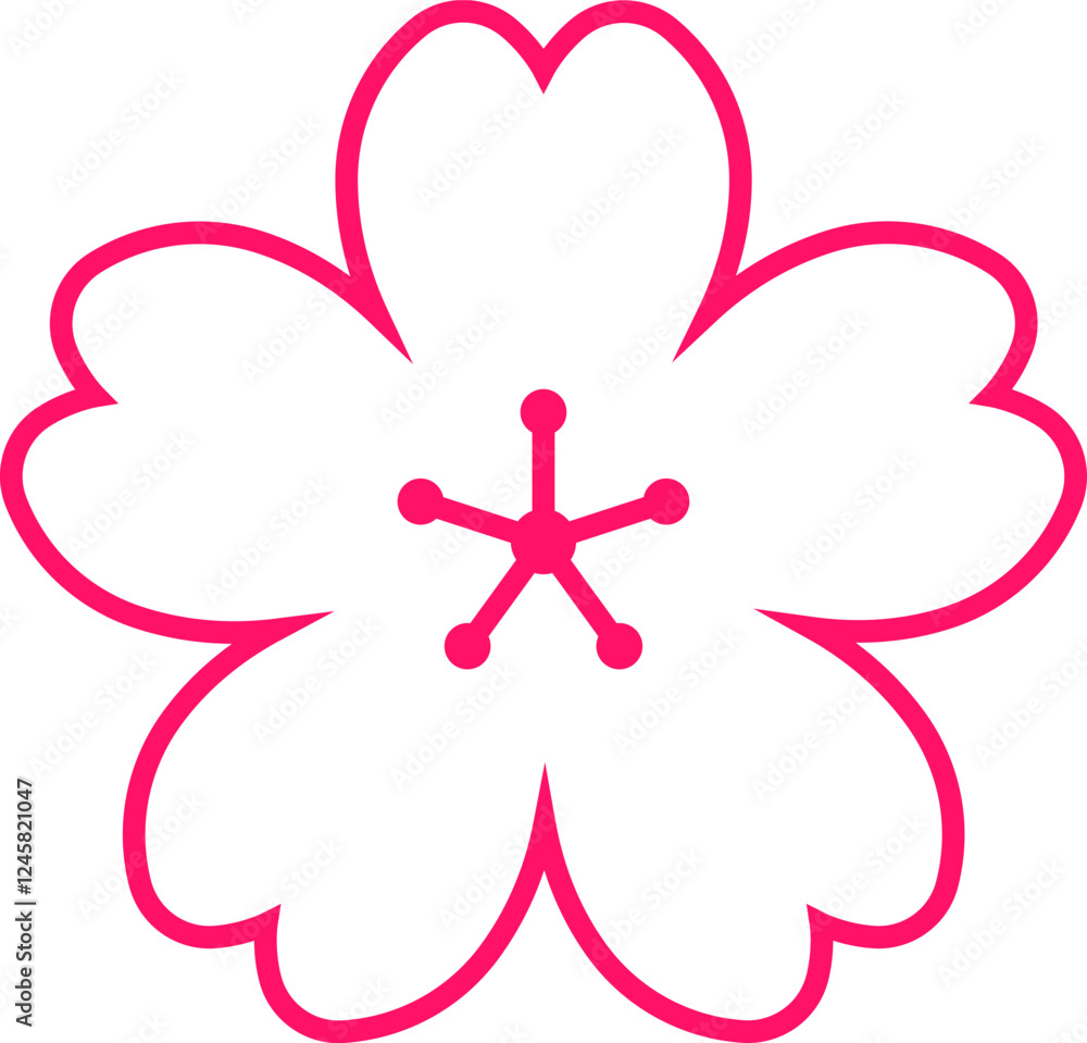 Fototapeta premium Cherry Peach plum Blossom flower or sakura spring flowers flat vector icon set for apps websites or print.