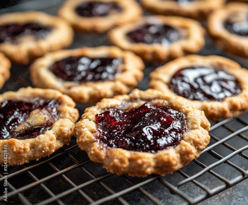Homemade Cherry Jam Cookies on a Cooling Rack Homemade Cherry Jam Cookies on a Cooling Rack