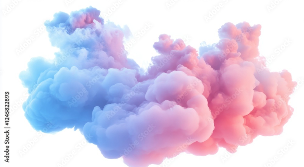 Pastel smoke cloud, abstract art, studio, white background, design element Pastel smoke cloud, abstract art, studio, white background, design element
