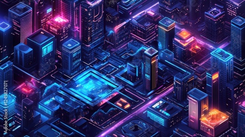 Wallpaper Mural A futuristic holographic city map, highlighting educational advancements that drive the flow of ideas, commerce, and innovation throughout the metropolis. Torontodigital.ca