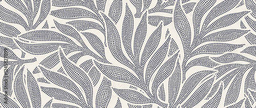 Floral abstract leaves seamless pattern with dotted flat style.