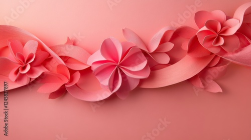 Elegant paper-cut pink ribbon for breast cancer awareness campaigns. 