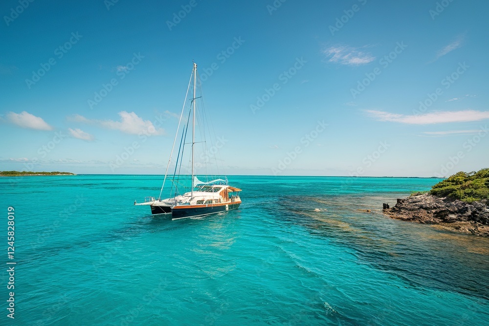 Sailing boat on the turquoise water Sailing boat on the turquoise water