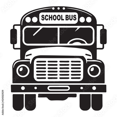 Classic School Bus Silhouette Transportation Vector Illustration Art