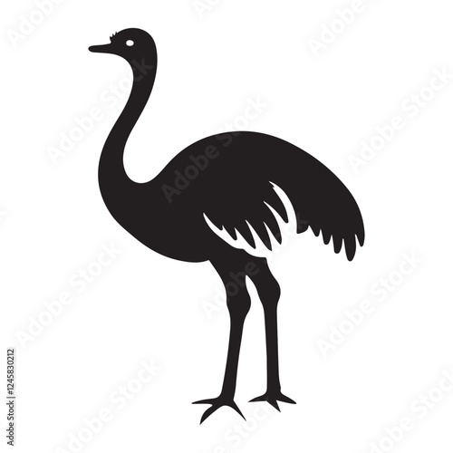 Standing Ostrich Silhouette Vector Art Illustration for Bird Design