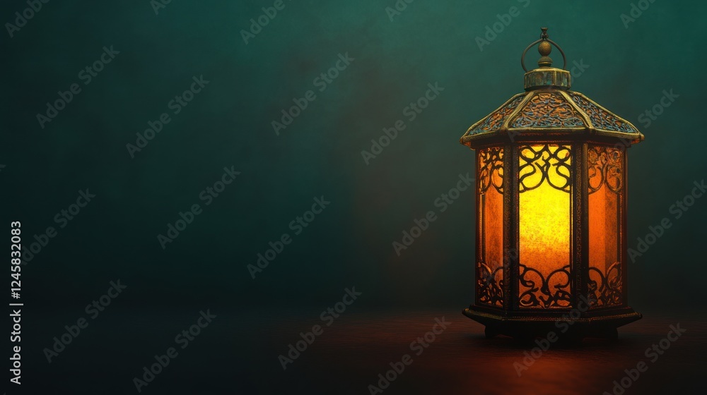 Ornate Ramadan Lantern with Mystical Glow Ornate Ramadan Lantern with Mystical Glow
