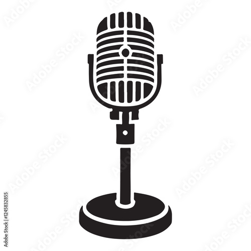 Old fashioned microphone silhouette for podcast vector illustration designs