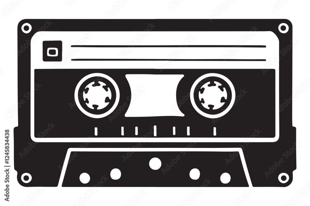 Cassette Tape Silhouette Vector Illustration Retro Style Graphic Design Cassette Tape Silhouette Vector Illustration Retro Style Graphic Design