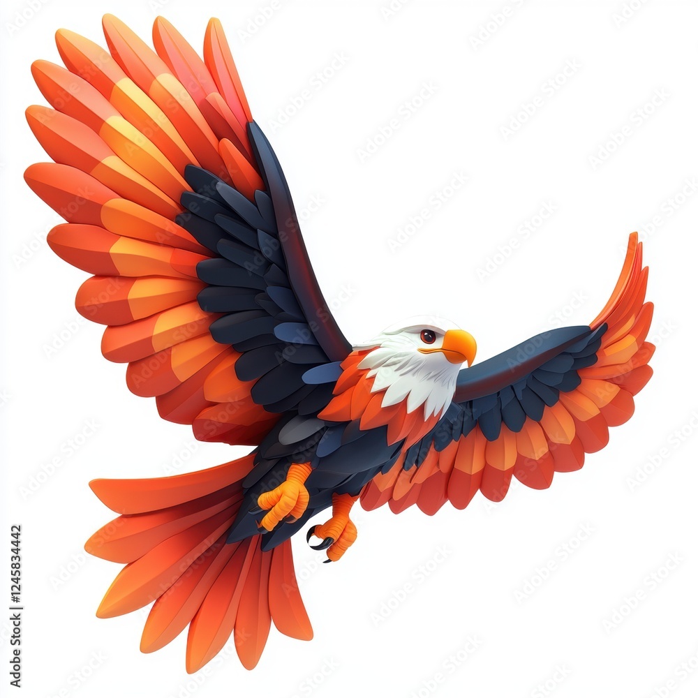 Fototapeta premium majestic eagle soaring, isolated on white