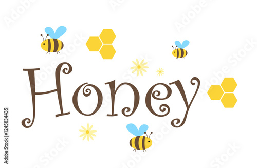 Calligraphic inscription honey on a white background.