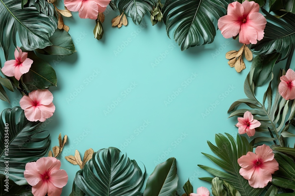 Fototapeta premium International Women's Day 8 march with frame of flower and leaves
