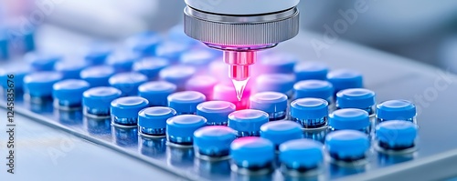 Automated Pharmaceutical Filling Machine Dispensing Medication into Vials