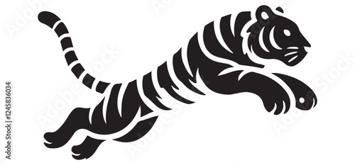 Leaping Tiger Silhouette Vector Graphic Design Element Image