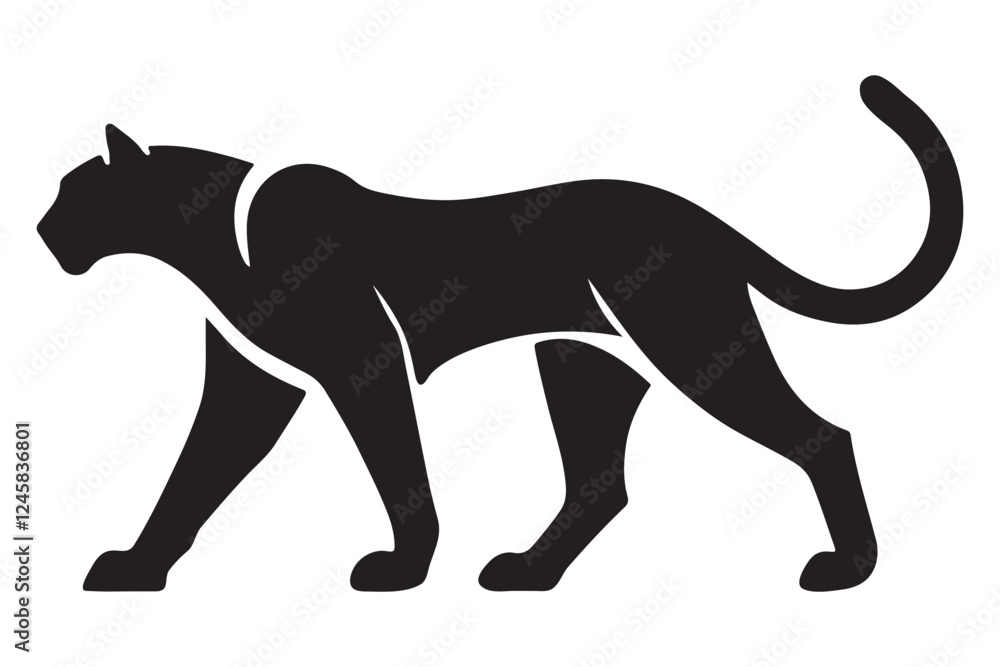 Fototapeta premium Black Panther Silhouette Vector Illustration Elegant Feline Design