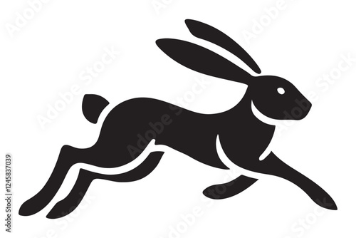 Silhouette running rabbit vector illustration for creative design ideas