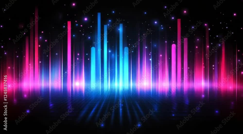 A black background with blue and pink neon lights arranged in vertical lines, A black background with blue and pink neon lights arranged in vertical lines,