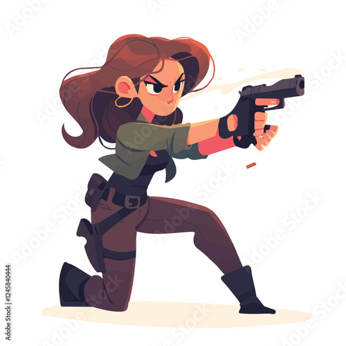 Vector of a secret agent girl character with a gun for motion graphics