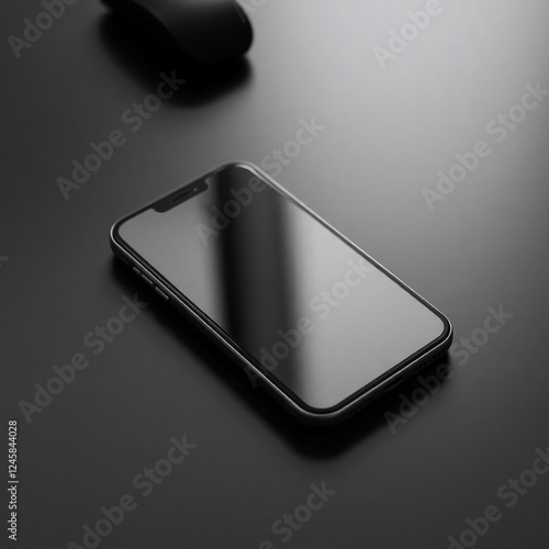black smartphone on table
