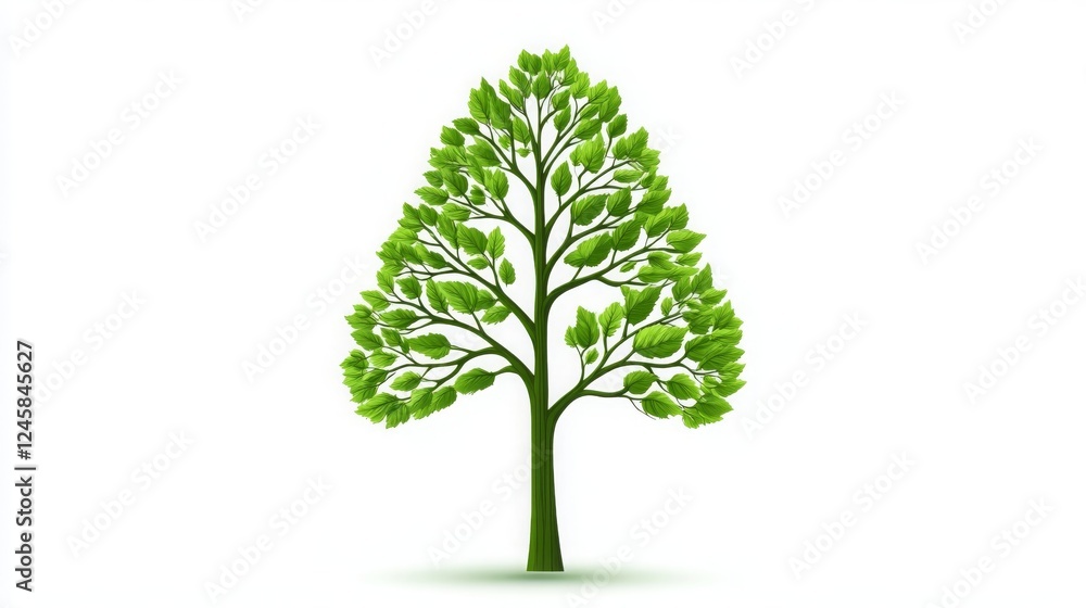 Lush Green Tree Isolated on White Background Perfect for Eco Design Projects and Spring Themes Lush Green Tree Isolated on White Background Perfect for Eco Design Projects and Spring Themes