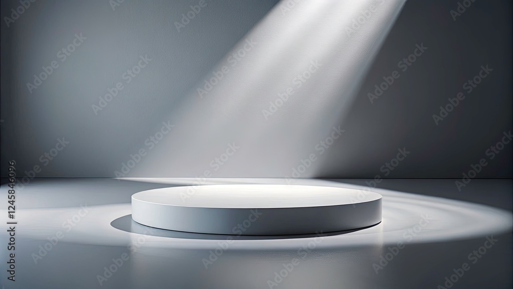 Minimalist White Gray Circular Podium, Product Display Platform, Empty Pedestal, Studio Background, Clean Mockup, Stage, Showcase Minimalist White Gray Circular Podium, Product Display Platform, Empty Pedestal, Studio Background, Clean Mockup, Stage, Showcase