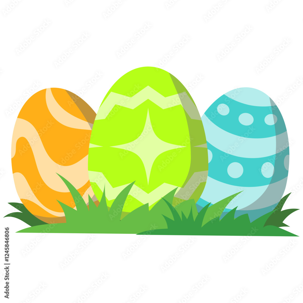 Fototapeta premium Colorful Easter Eggs in Grass