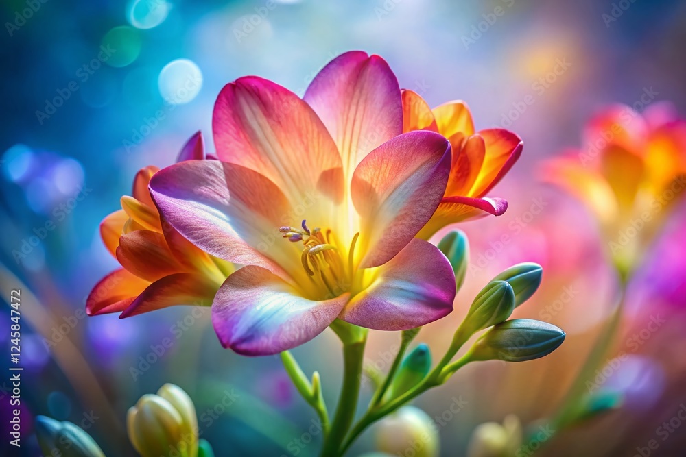 Long Exposure Freesia Flower, Isolated Botanical Image, Vibrant Bloom, Soft Focus, Elegant Floral Photography Long Exposure Freesia Flower, Isolated Botanical Image, Vibrant Bloom, Soft Focus, Elegant Floral Photography