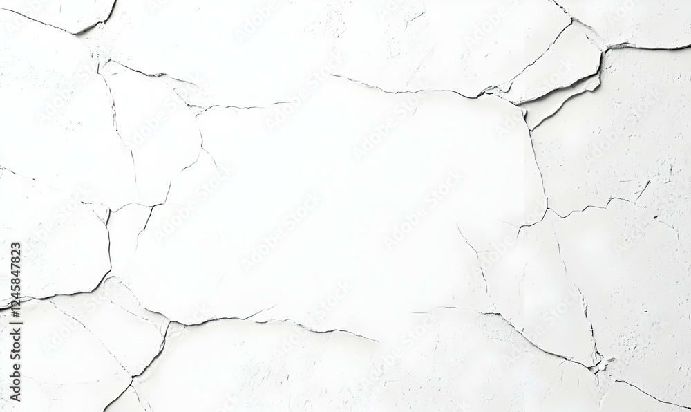 Obraz premium Cracked White Wall with Fissures and Imperfections in Texture