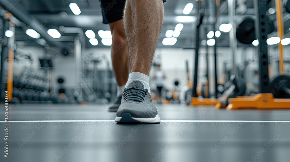 Fototapeta premium Walking in gym shoes on gym floor