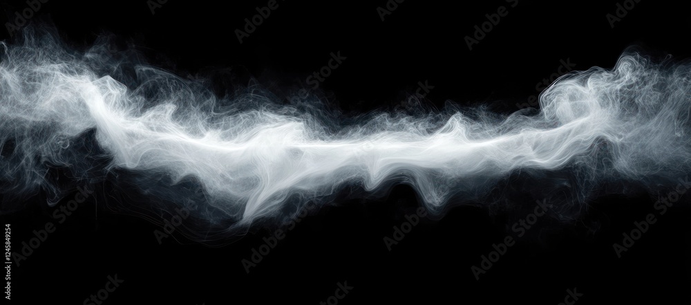 Abstract Smoke and Fog Effect on Black Background with White Cloudiness and Misty Swirls Abstract Smoke and Fog Effect on Black Background with White Cloudiness and Misty Swirls