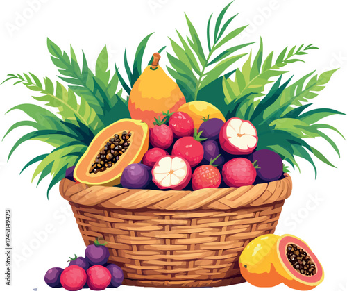 Vsai vibrant basket of tropical and exotic fruits