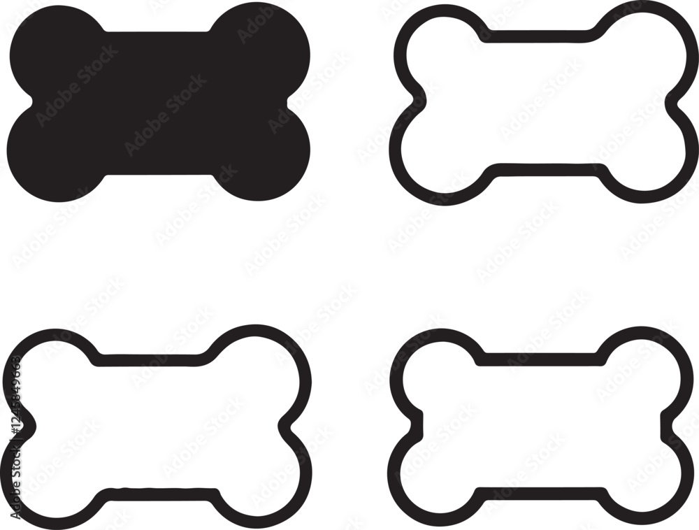 Dog Bone icon set. Vector illustrations. Bone dog icon isolated on white background. Bone dog symbol Vector. Dog Bone icon set. Vector illustrations. Bone dog icon isolated on white background. Bone dog symbol Vector.