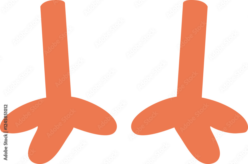Obraz premium Cute little Chick feet icon. Orange chicken feet flat vector. bird tiny feet. Transparent background.