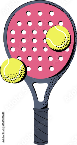 Vector Illustration of Padel Tennis Racket and Ball