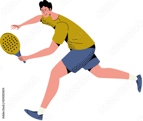 Vector Illustration of Male Padel Tennis Player in Action