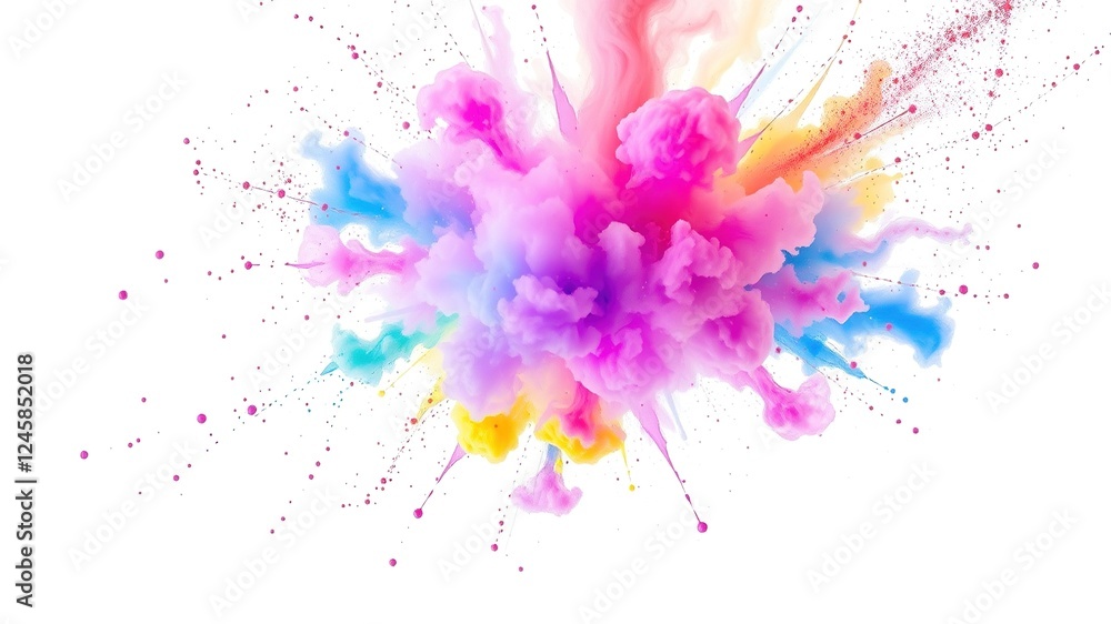 Fototapeta premium Abstract Canvas of Color: Holographic Rainbow Paint Burst