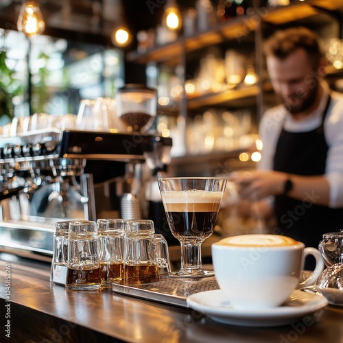 Wallpaper Mural Barista preparing coffee drinks in italian cafe Torontodigital.ca