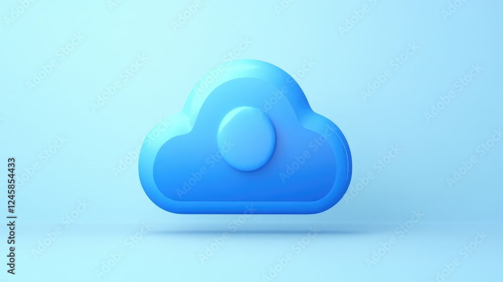 Blue Cloud Icon: A minimalist 3D rendering of a blue cloud icon, symbolizing digital storage, data, and connectivity. The icon floats against a pastel blue background. Blue Cloud Icon: A minimalist 3D rendering of a blue cloud icon, symbolizing digital storage, data, and connectivity. The icon floats against a pastel blue background.