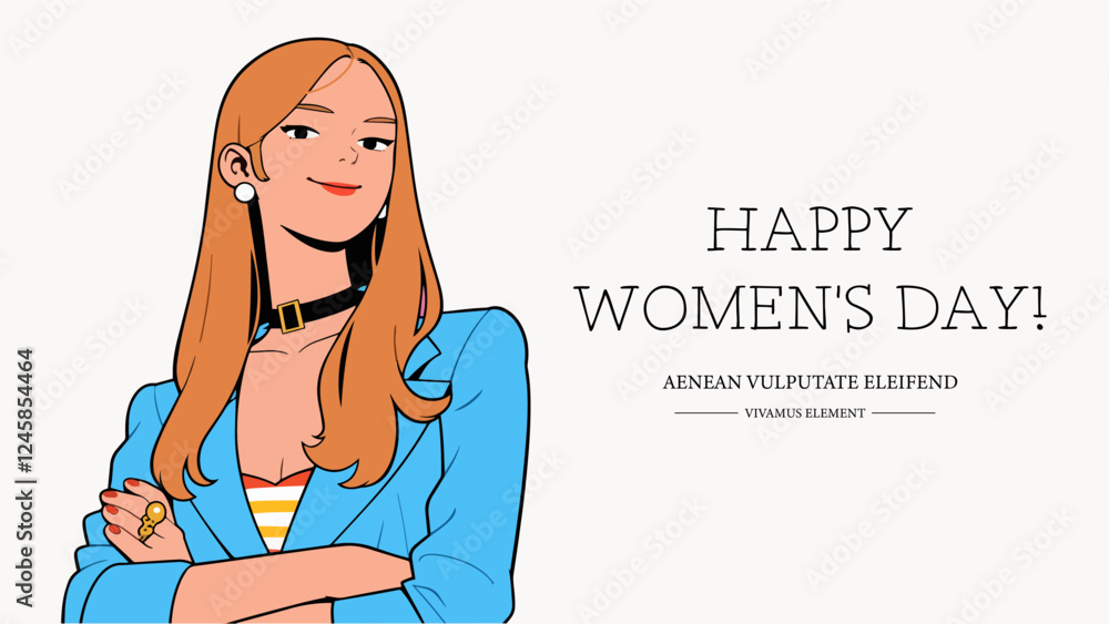 Business woman in glasses holding a folder in her hands. Vector illustration. Happy Women's Day greeting card. Business woman in glasses holding a folder in her hands. Vector illustration. Happy Women's Day greeting card.