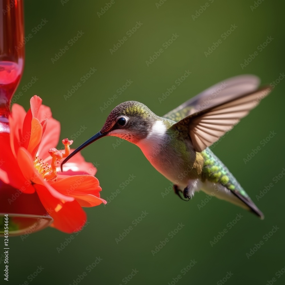 Fototapeta premium Hummingbird sipping nectar from a bloom