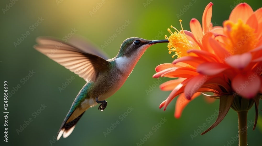 Fototapeta premium Hummingbird sipping nectar from a bloom