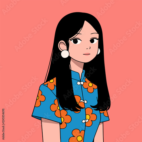 Stylish girl in glasses. Vector illustration in anime pop art style. Women's day on March 8
